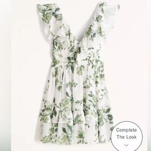 Abercrombie Ruffle flutter sleeve mini dress - green floral